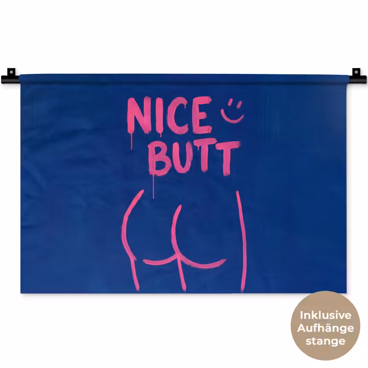 Brutaal - Grappig - Blauw Wandkleed katoen klein -t3d_DE