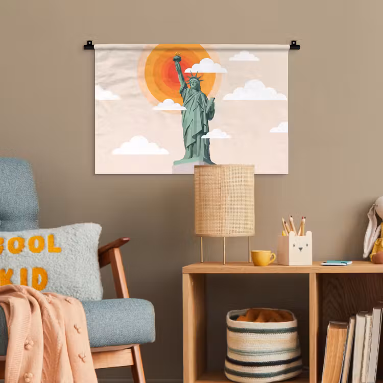 Vrijheidsbeeld - New York - Zon - Modern Wandkleed katoen klein -wsfeer4_kind