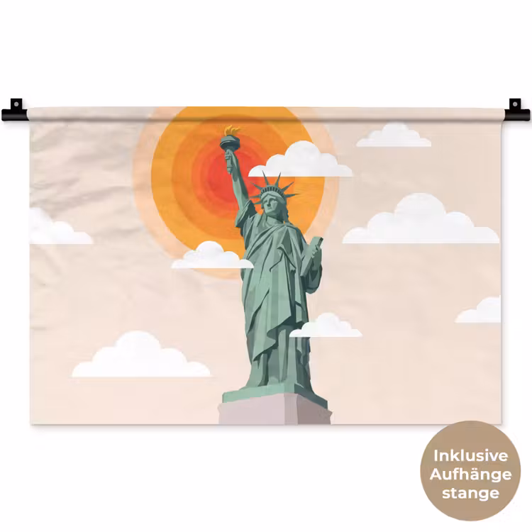 Vrijheidsbeeld - New York - Zon - Modern Wandkleed katoen klein -t3d_DE