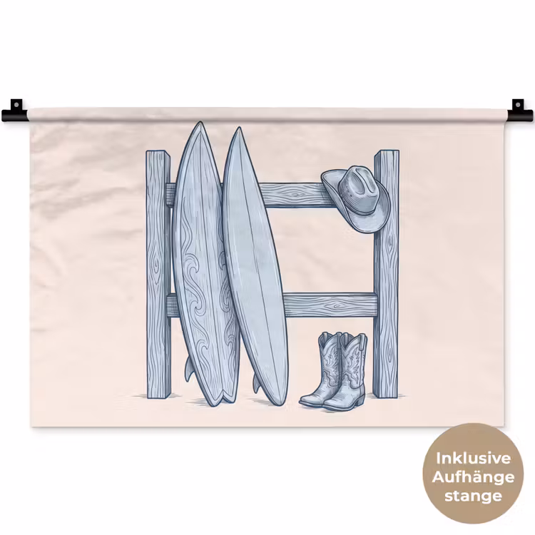 Recreatie - Kleding - Avontuur - Illustratie - Zomer Wandkleed katoen klein -t3d_DE