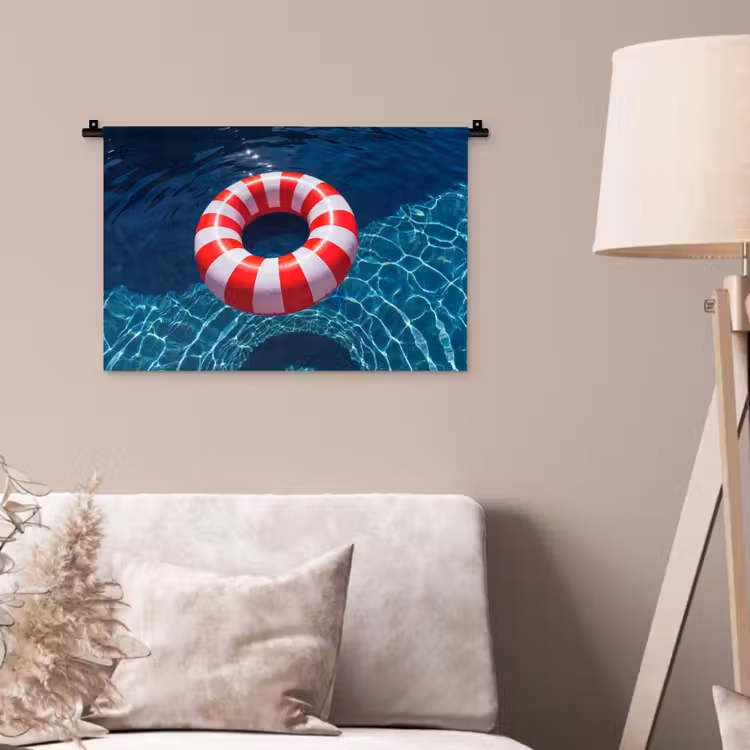 Recreatie - Water - Zomer - Rood - Wit Wandkleed katoen klein -sfeer4
