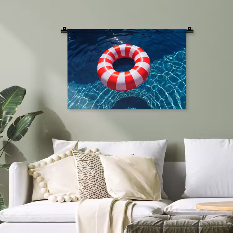 Recreatie - Water - Zomer - Rood - Wit Wandkleed katoen klein -sfeer7