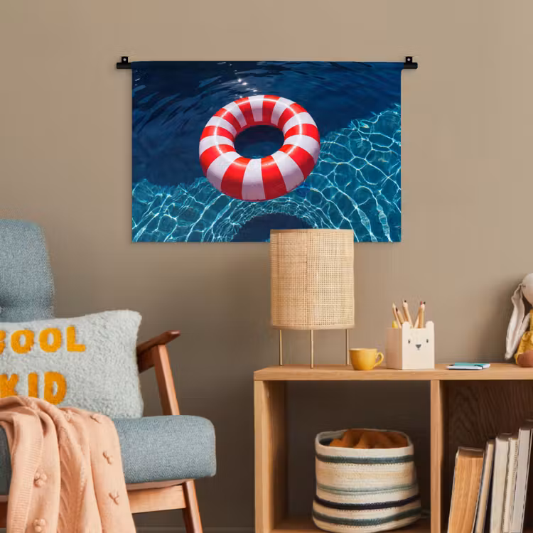 Recreatie - Water - Zomer - Rood - Wit Wandkleed katoen klein -wsfeer4_kind