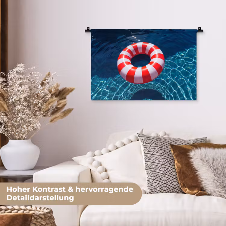 Recreatie - Water - Zomer - Rood - Wit Wandkleed katoen klein -tsfeer1_DE