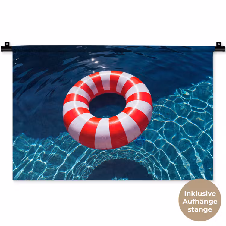 Recreatie - Water - Zomer - Rood - Wit Wandkleed katoen klein -t3d_DE