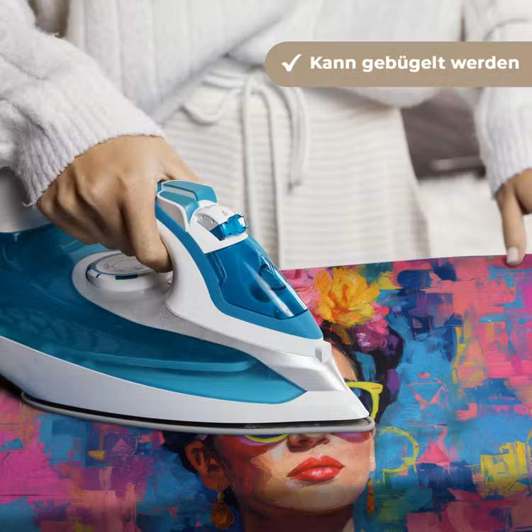 Vrolijk portret - Vrouw - Bloemenkroon Wandkleed katoen klein -tsfeer9_DE