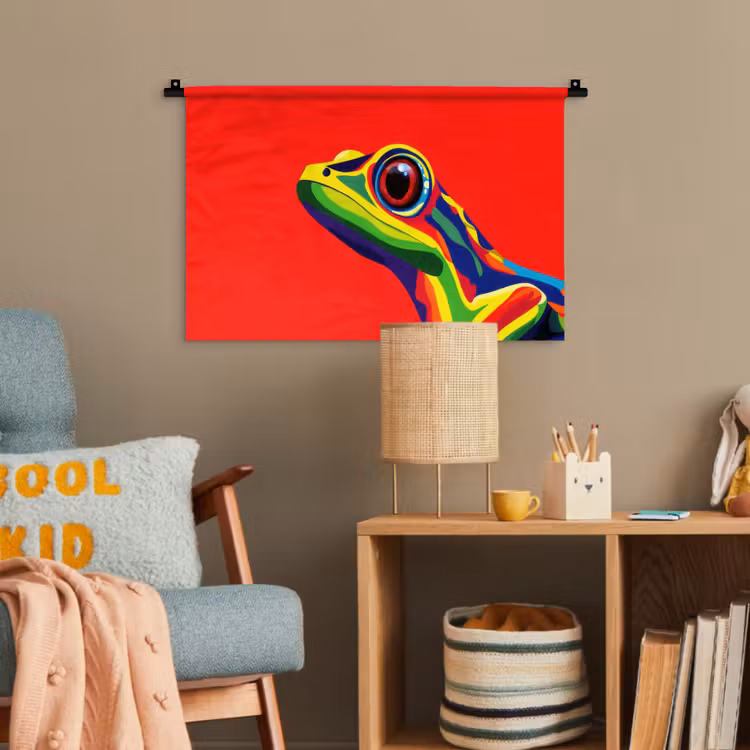 Kikker - Kleurrijk - Strepen - Ogen Wandkleed katoen klein -wsfeer4_kind