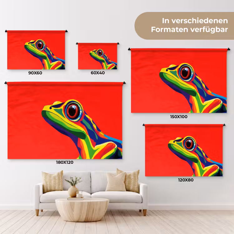 Kikker - Kleurrijk - Strepen - Ogen Wandkleed katoen klein -tsfeer8_DE