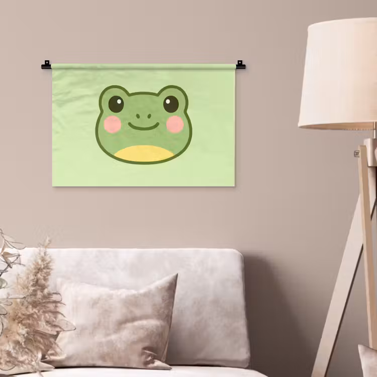 Kikker - Groen - Vriendelijkheid Wandkleed katoen klein -sfeer4