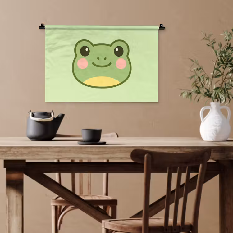 Kikker - Groen - Vriendelijkheid Wandkleed katoen klein -sfeer6
