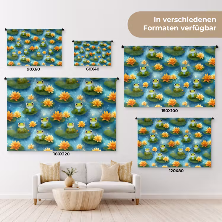 Kikker - Lelies - Groen Wandkleed katoen klein 269 -tsfeer8_DE