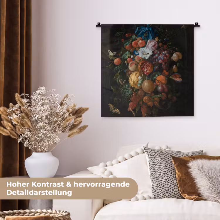 Festoen van vruchten en bloemen - Schilderij van Jan Davidsz. de Heem Wandkleed katoen klein -tsfeer1_DE