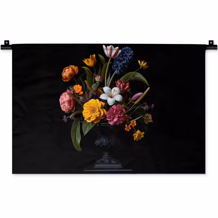 Lente - Bloemen - Klassiek - Vaas Wandkleed katoen klein -zz3d