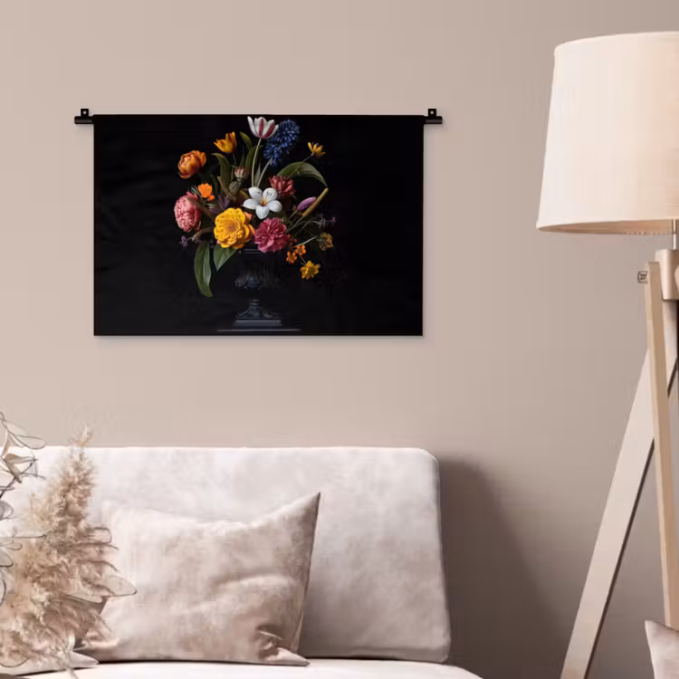 Lente - Bloemen - Klassiek - Vaas Wandkleed katoen klein -sfeer4