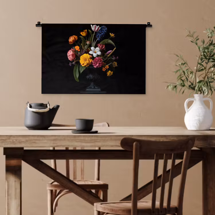 Lente - Bloemen - Klassiek - Vaas Wandkleed katoen klein -sfeer6