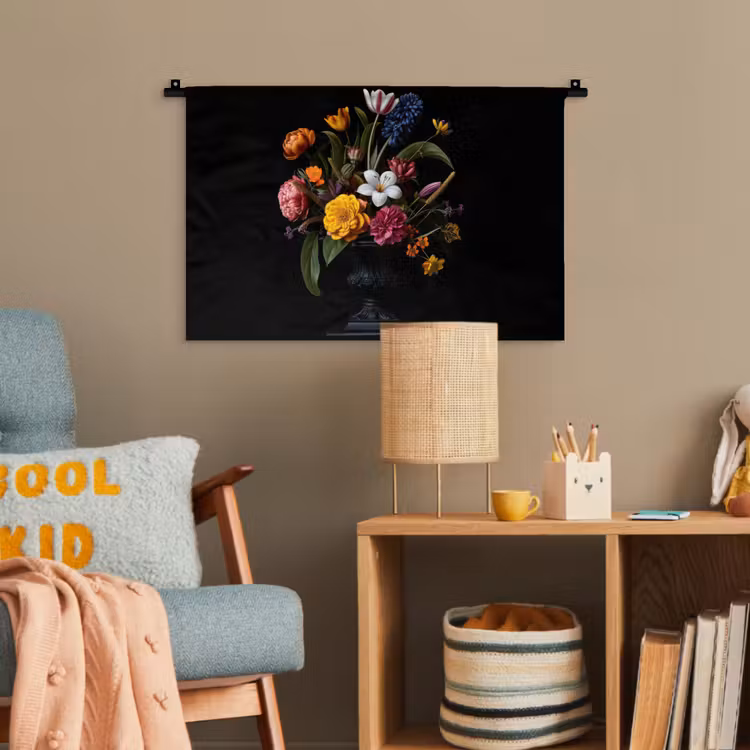 Lente - Bloemen - Klassiek - Vaas Wandkleed katoen klein -wsfeer4_kind