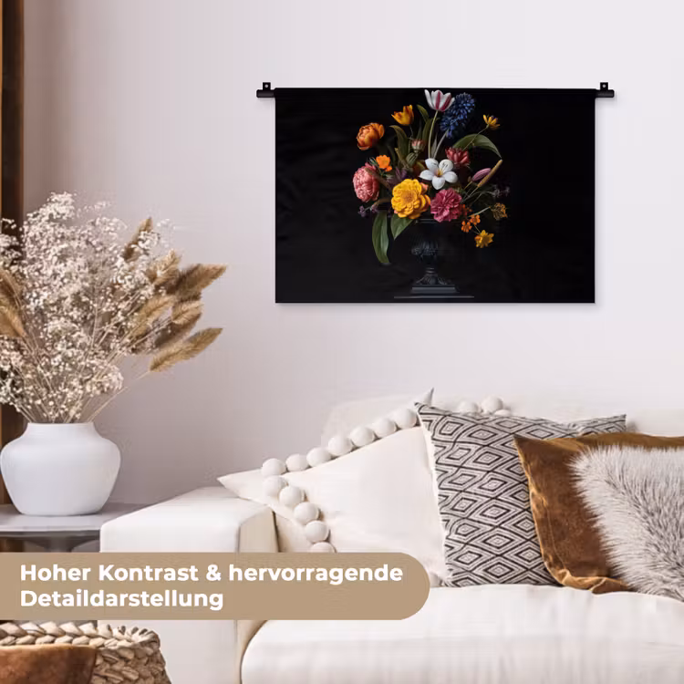 Lente - Bloemen - Klassiek - Vaas Wandkleed katoen klein -tsfeer1_DE