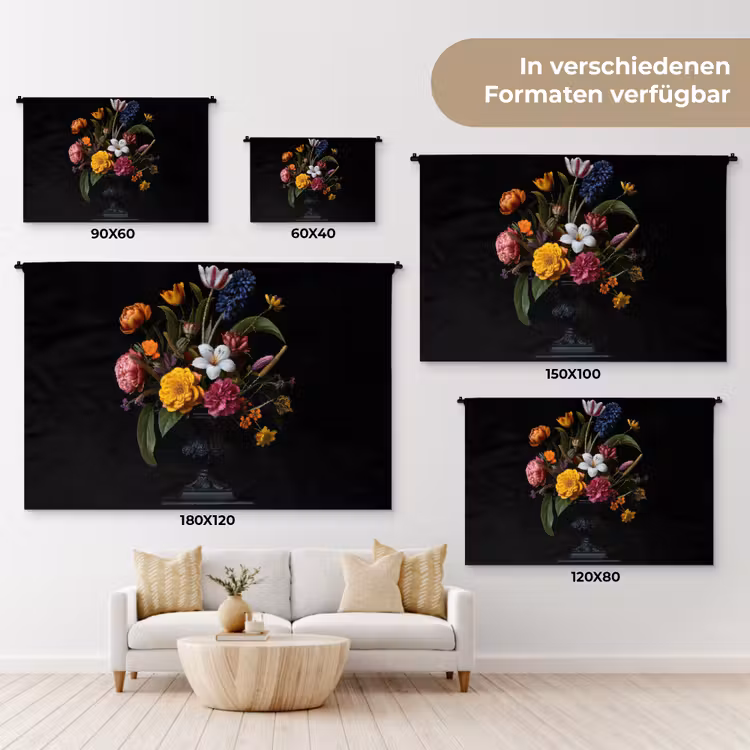 Lente - Bloemen - Klassiek - Vaas Wandkleed katoen klein -tsfeer8_DE