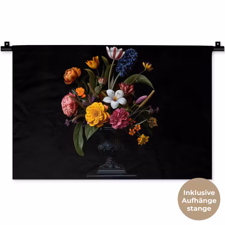 Lente - Bloemen - Klassiek - Vaas Wandkleed katoen klein -t3d_DE