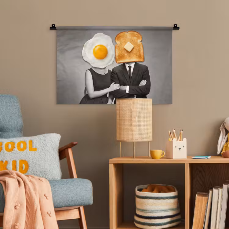 Ontbijt - Koppel - Ei - Brood Wandkleed katoen klein -wsfeer4_kind