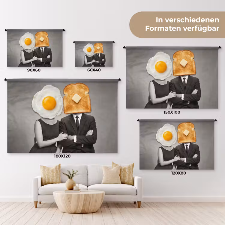 Ontbijt - Koppel - Ei - Brood Wandkleed katoen klein -tsfeer8_DE