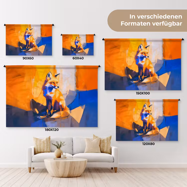 Vos - Oranje - Vormen - Abstract Wandkleed katoen klein -tsfeer8_DE