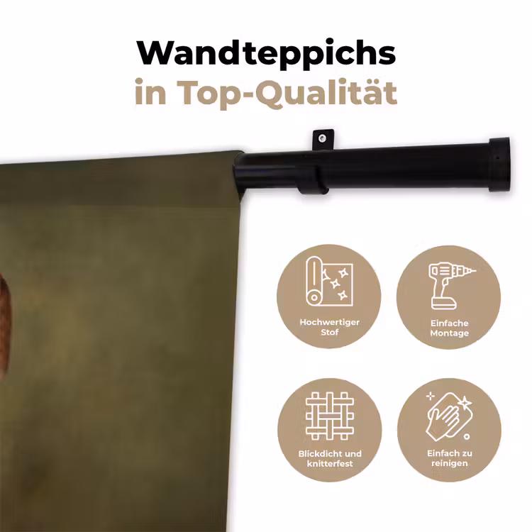 Vos - Surrealistisch - Groen Wandkleed katoen klein -tsfeer2_DE