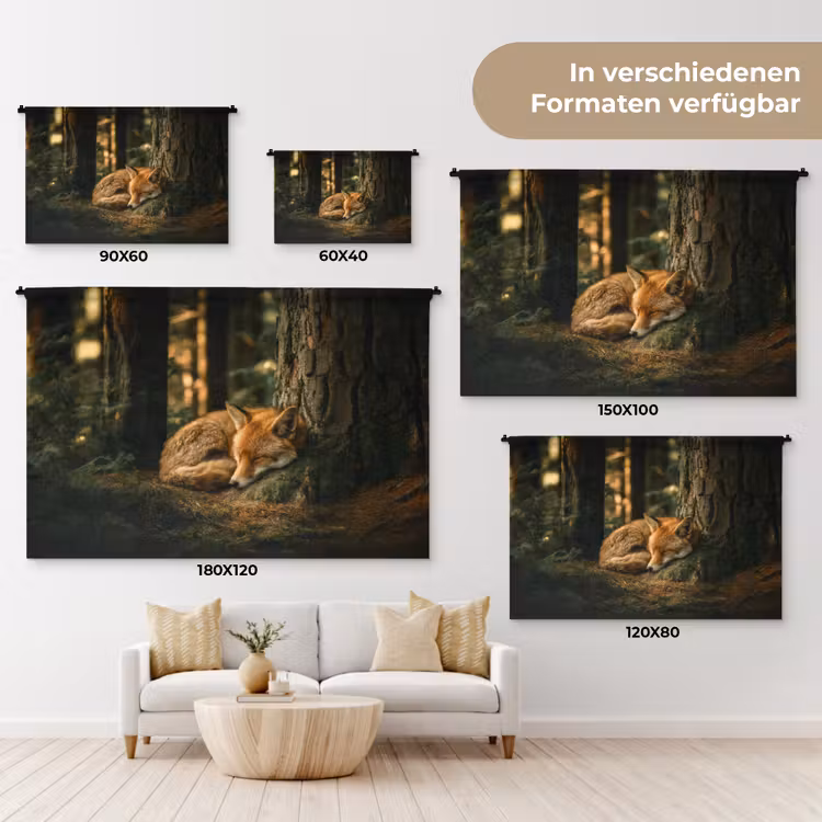 Vos - Bos - Slapen Wandkleed katoen klein -tsfeer8_DE