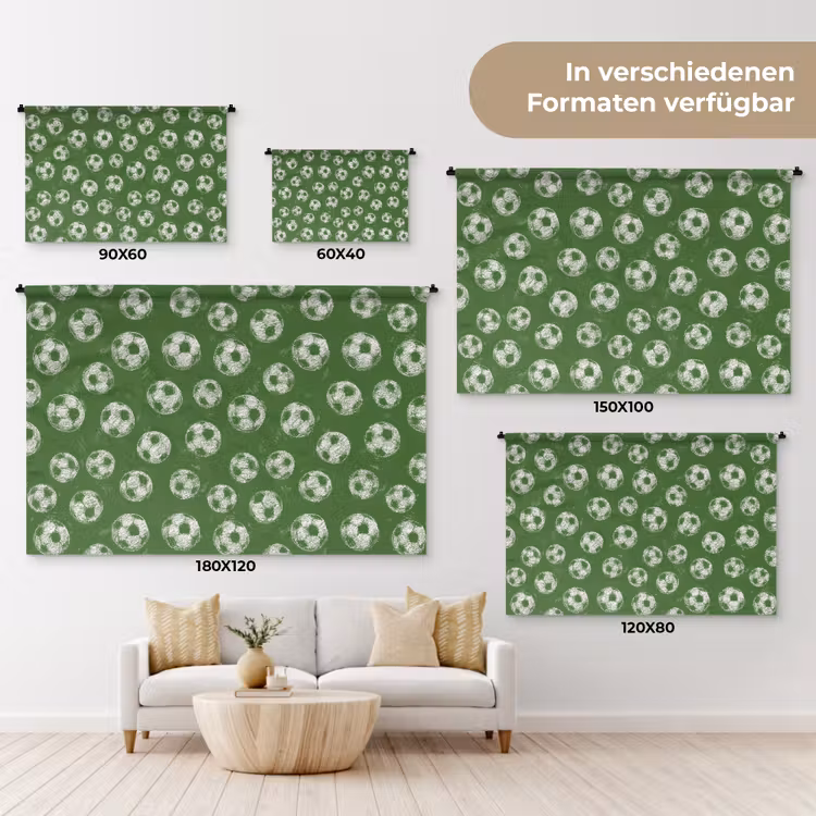 Voetbal - Sport - Groen Wandkleed katoen klein 269 -tsfeer8_DE
