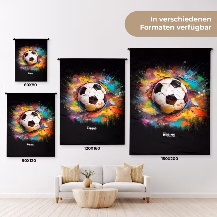 Voetbal omringd door verfklodders Wandkleed katoen klein -tsfeer8_DE