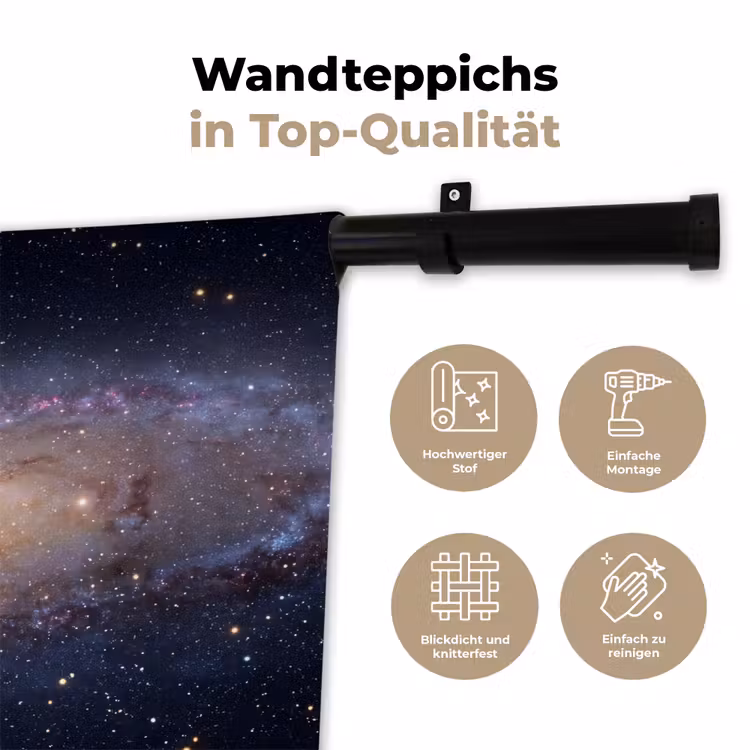 Wandteppich - Galaxie – Weltraum – Kosmos - Sterrenstelsel - Ruimte - Kosmos Wandkleed katoen klein