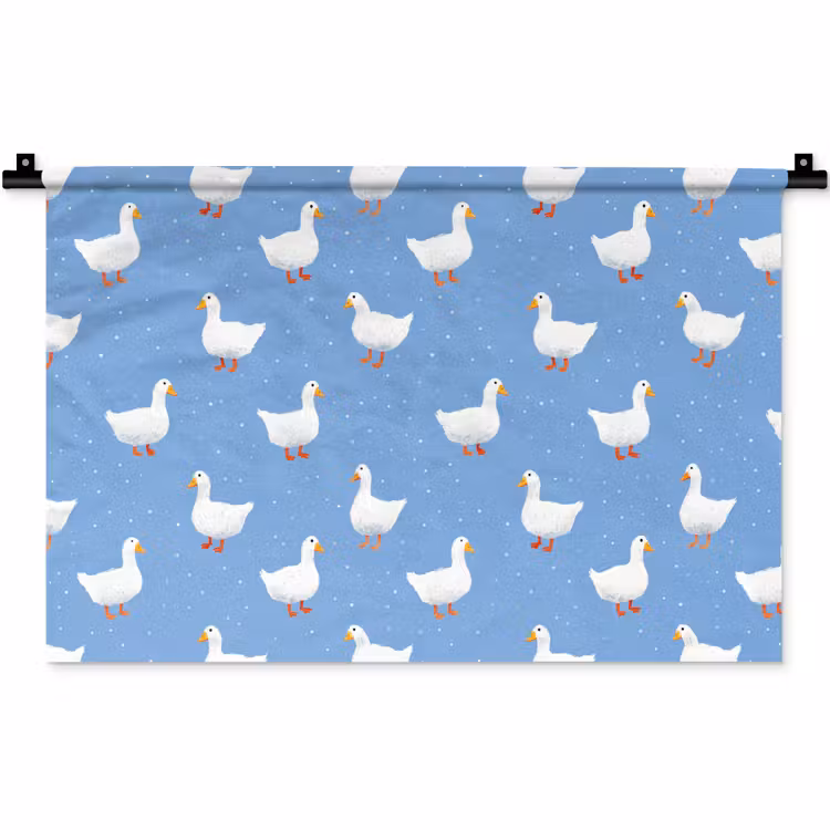 Ganzen - Elegant - Blauw Wandkleed katoen klein 269 -zz3d
