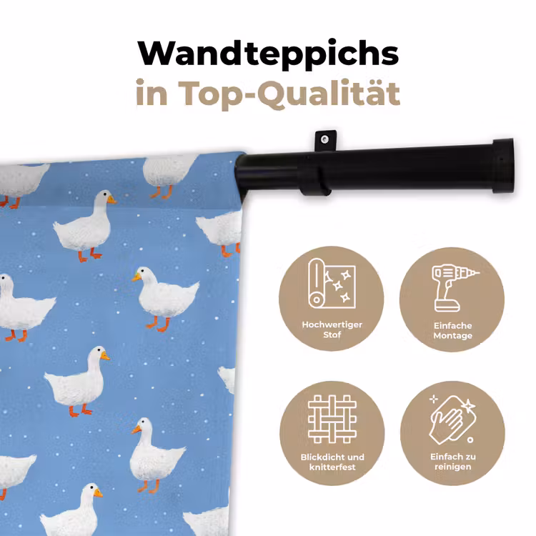 Ganzen - Elegant - Blauw Wandkleed katoen klein 269 -tsfeer2_DE