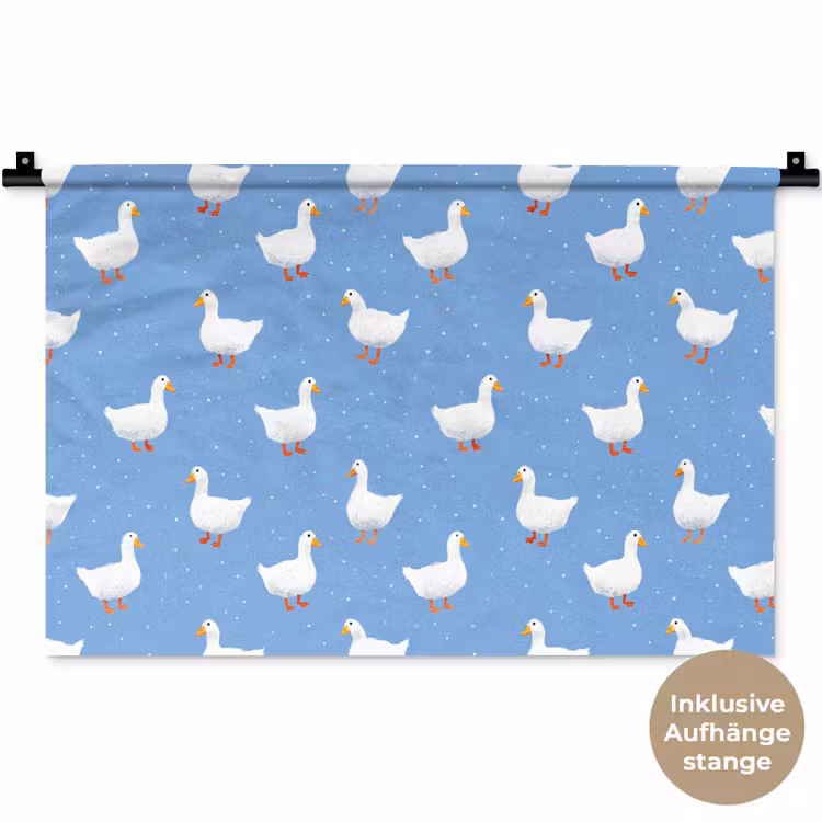 Ganzen - Elegant - Blauw Wandkleed katoen klein 269 -t3d_DE