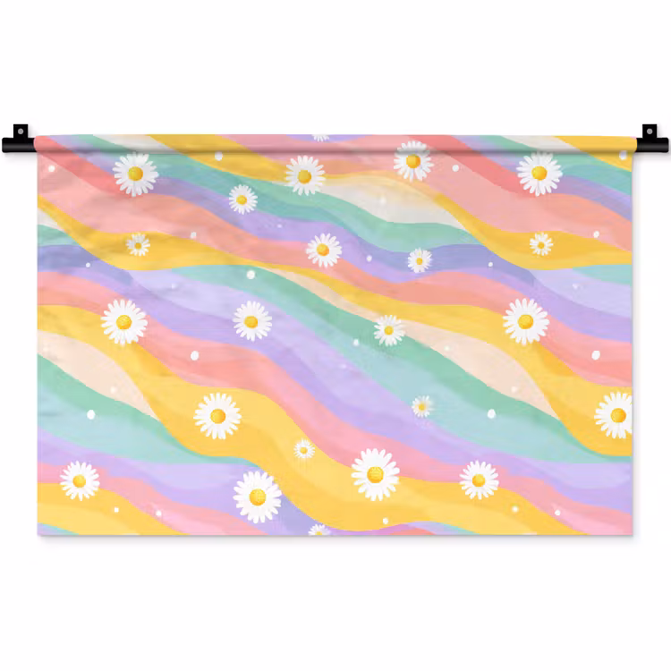 Madeliefjes - Kleurrijk - Pastel - Vrolijk Wandkleed katoen klein -zz3d