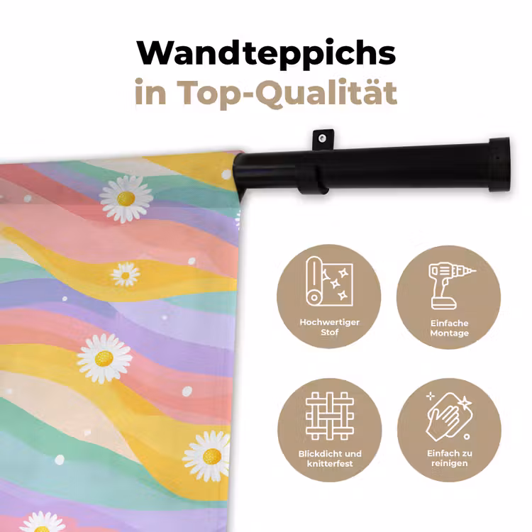 Madeliefjes - Kleurrijk - Pastel - Vrolijk Wandkleed katoen klein -tsfeer2_DE