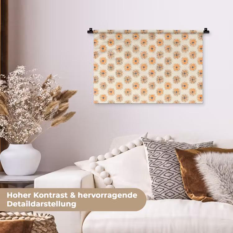 Madelief - Patroon - Oranje Wandkleed katoen klein 269 -tsfeer1_DE