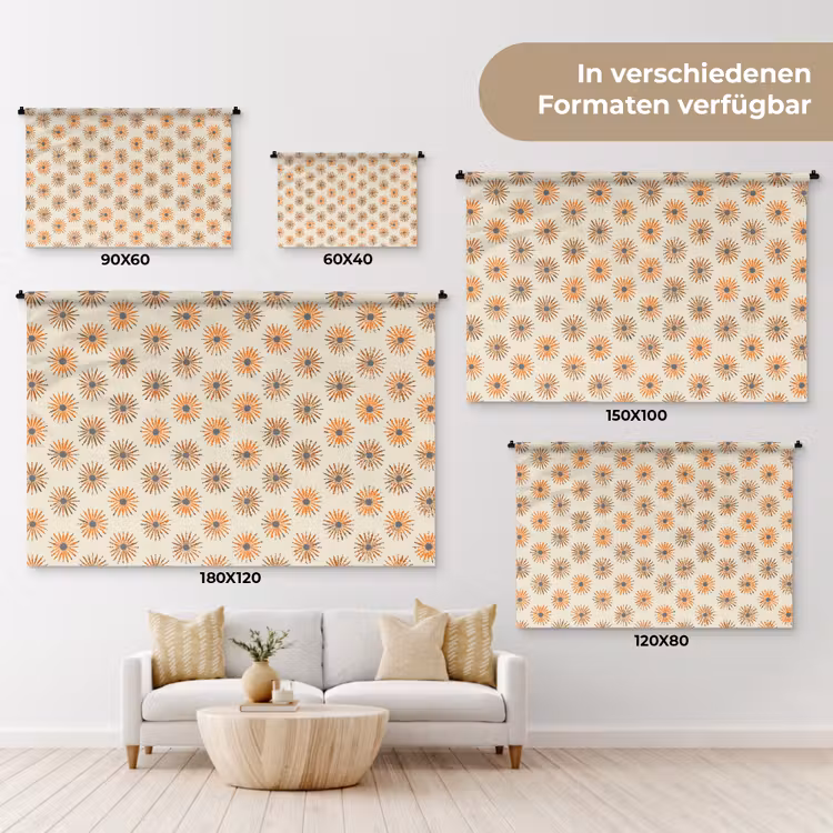Madelief - Patroon - Oranje Wandkleed katoen klein 269 -tsfeer8_DE