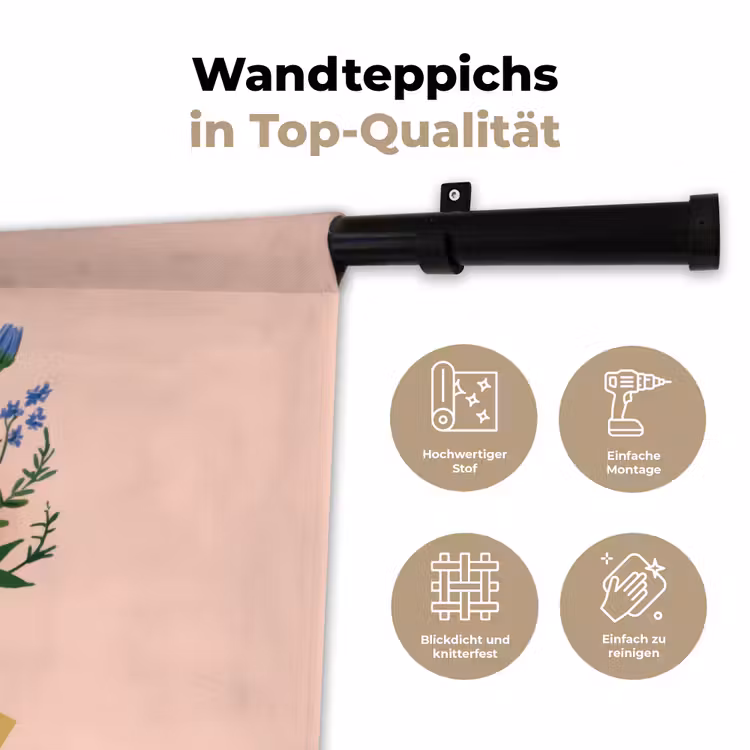 Margrieten - Boeket - Strikje - Roze Wandkleed katoen klein -tsfeer2_DE