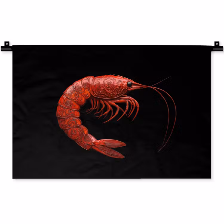 Garnaal - Rood - Dieren Wandkleed katoen klein -zz3d