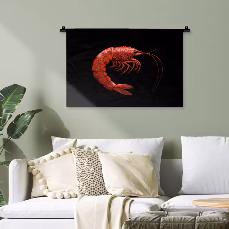Garnaal - Rood - Dieren Wandkleed katoen klein -sfeer7