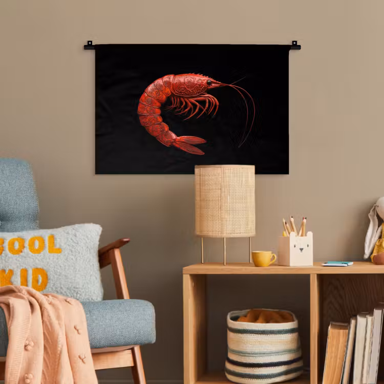 Garnaal - Rood - Dieren Wandkleed katoen klein -wsfeer4_kind