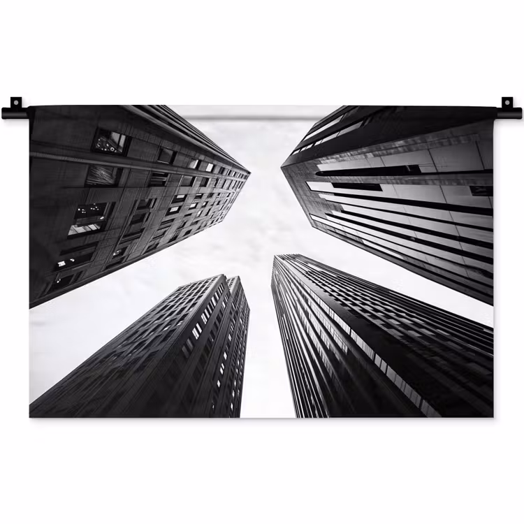 Gebouwen - Lucht - Zwart Wandkleed katoen klein -zz3d