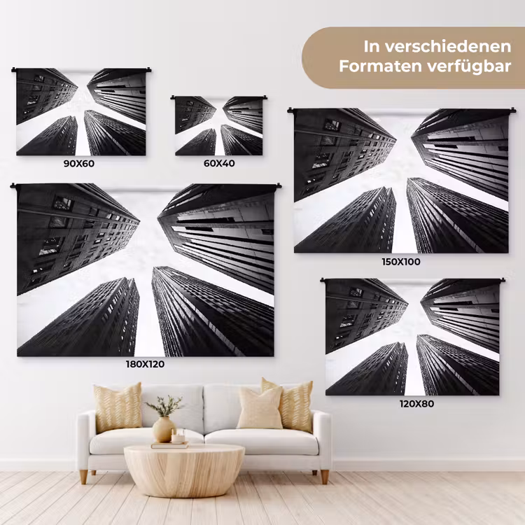 Gebouwen - Lucht - Zwart Wandkleed katoen klein -tsfeer8_DE