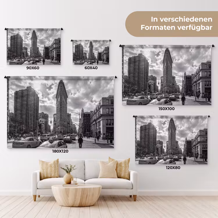 Gebouw - Hoogbouw - Stad - Architectuur - Zwart-wit Wandkleed katoen klein -tsfeer8_DE