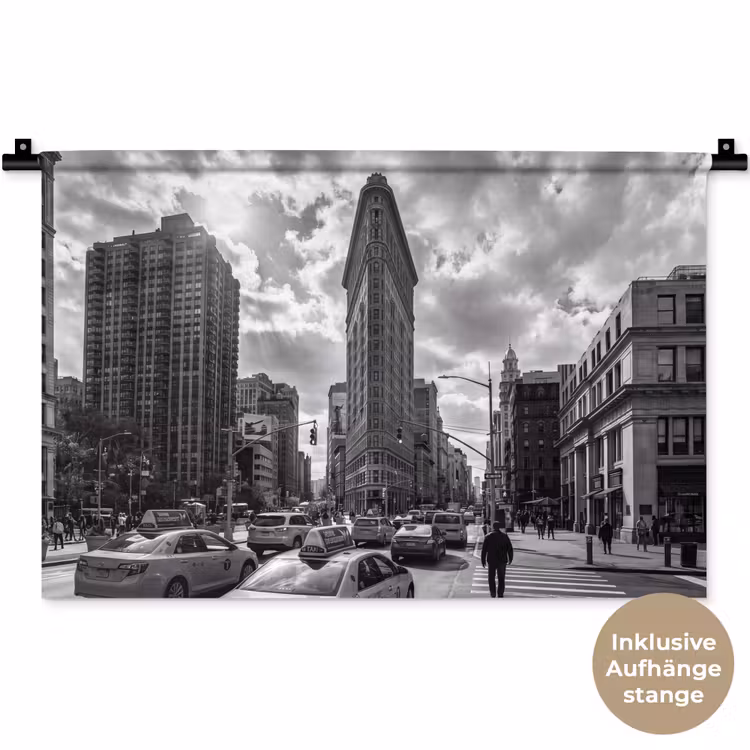 Gebouw - Hoogbouw - Stad - Architectuur - Zwart-wit Wandkleed katoen klein -t3d_DE