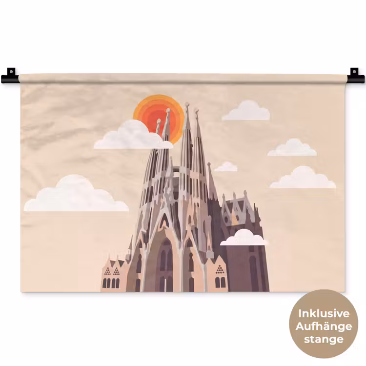 Gebouw - Torens - Architectuur - Abstract - Zonsondergang Wandkleed katoen klein -t3d_DE