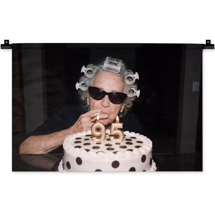 Verjaardag - Krulspeld - Oma Wandkleed katoen klein -zz3d