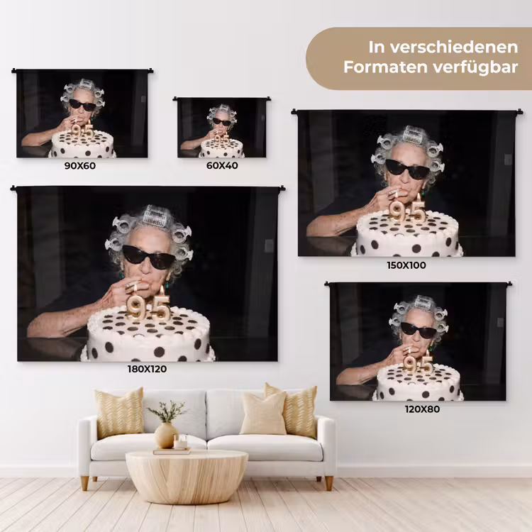 Verjaardag - Krulspeld - Oma Wandkleed katoen klein -tsfeer8_DE
