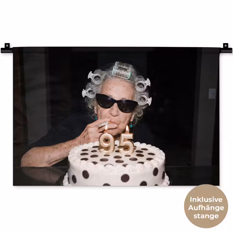 Verjaardag - Krulspeld - Oma Wandkleed katoen klein -t3d_DE